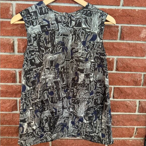 Marni Tops - Marni Italy Abstract Patterned Top in Black and Gray
